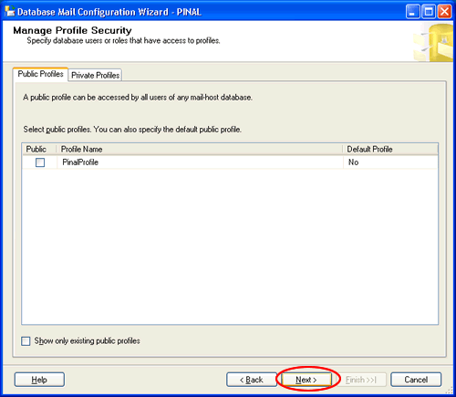 Configure default public profile in profile security wizard.